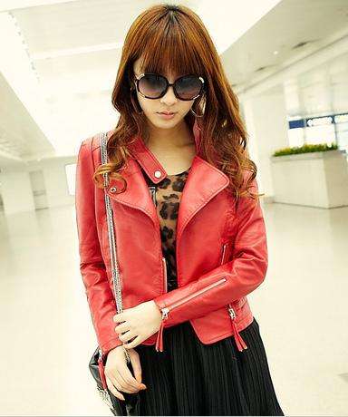 free shipping ,lady's leather jacket,motorcycle leather coat ,South Korean style