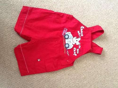 Red Catch me if you can Doggy Dungaree with pocket (0- 3months)