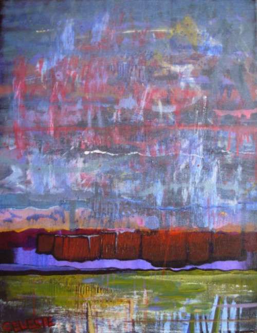 SPRINGTIME- AN ORIGINAL ABSTRACT LANDSCAPE BY OVERBERG ARTIST CELESTE FOURIE-WIID