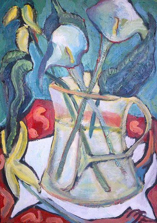 *ARUM LILIES* AN ORIGINAL OIL PAINTING BY ACCOMPLISHED ARTIST ANDRE LOCH FOURIE