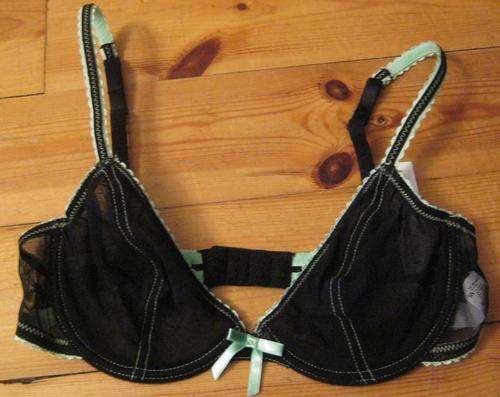 Black Bra with Green Detail 32B