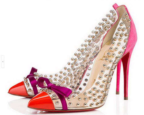 484S201 Sexy crystal pumps in spell color, rivets  , size 34-41, orange/pink