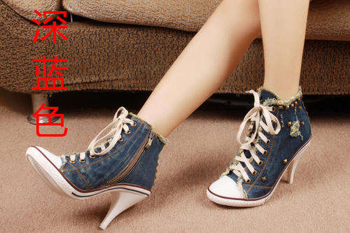 482s218 Sexy hot tide Matin high-heeled Jean boot, size 34-41, deep  blue