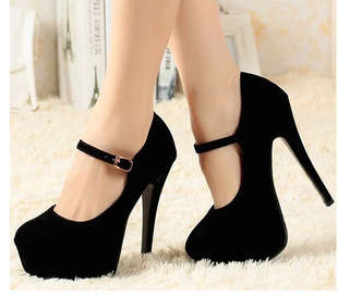 8905 Sexy sweet candy color strappy pumps, high-heeled, size 34..40, black