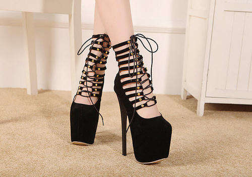 534s003 Sexy gladiator stelitto pump, supper high heel-19 cm, size 35-40, black