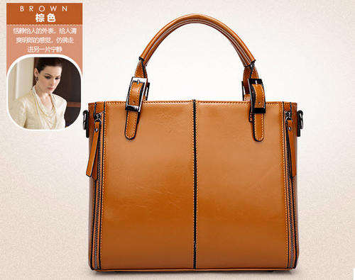 H1239 Fashion tote & shoulder bag, genuine leather, 32x26x10, wt 650 gm, brown