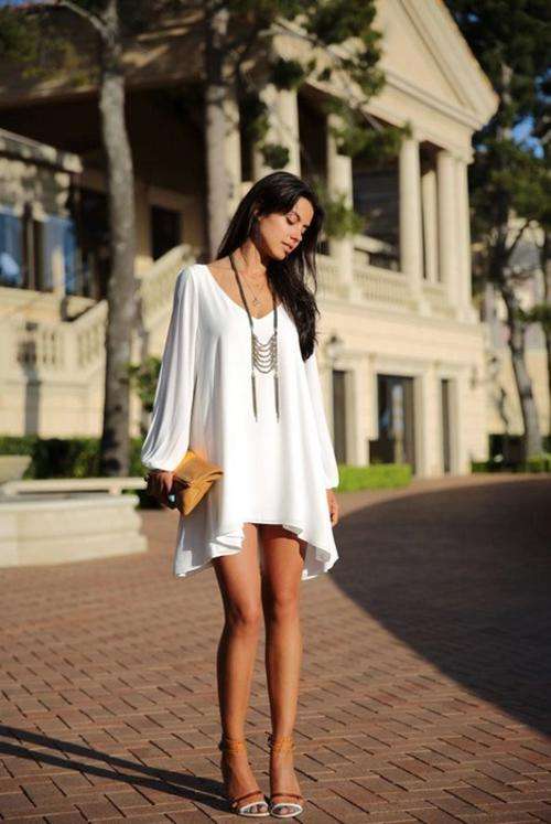 591f203 Sexy elegant chiffon a-dress w open sleeve, size s-xL, white