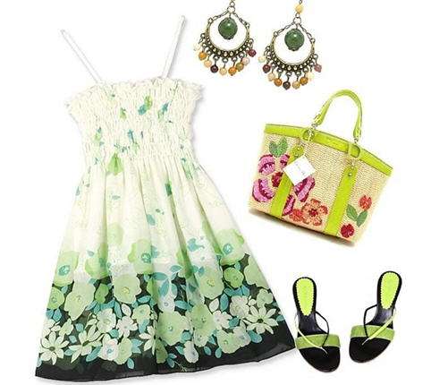 Welcome new year 2009, big sales-Chiffon-dress, Green