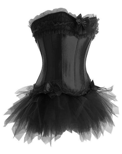 Sexy lingerie-satin corset with lace dress,Size-L