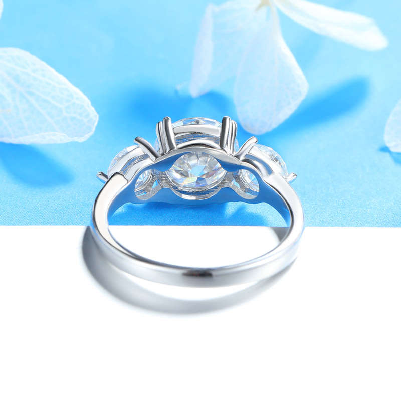 ***HD VIDEO*** 3ct D VVS Moissanite Trilogy Ring | 18K White or Yellow Gold Over 925 Sterling Silver