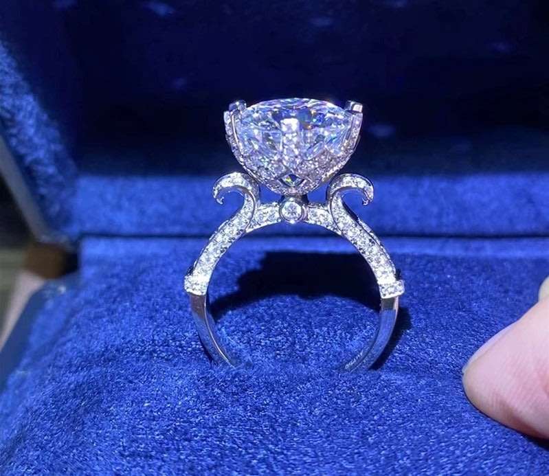Ornate Royal Protea D VVS Moissanite Ring | 18K White Gold Over 925 Sterling Silver