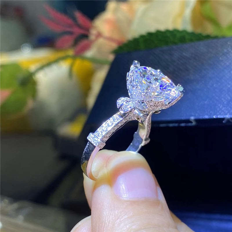 Ornate Royal Protea D VVS Moissanite Ring | 18K White Gold Over 925 Sterling Silver