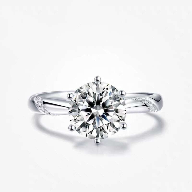 6.5mm D VVS1 Moissanite Solitaire Ring | 18K White Gold Over 925 Sterling Silver
