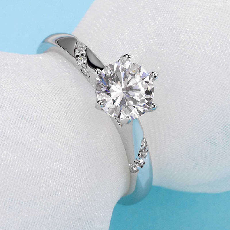 6.5mm D VVS1 Moissanite Solitaire Ring | 18K White Gold Over 925 Sterling Silver