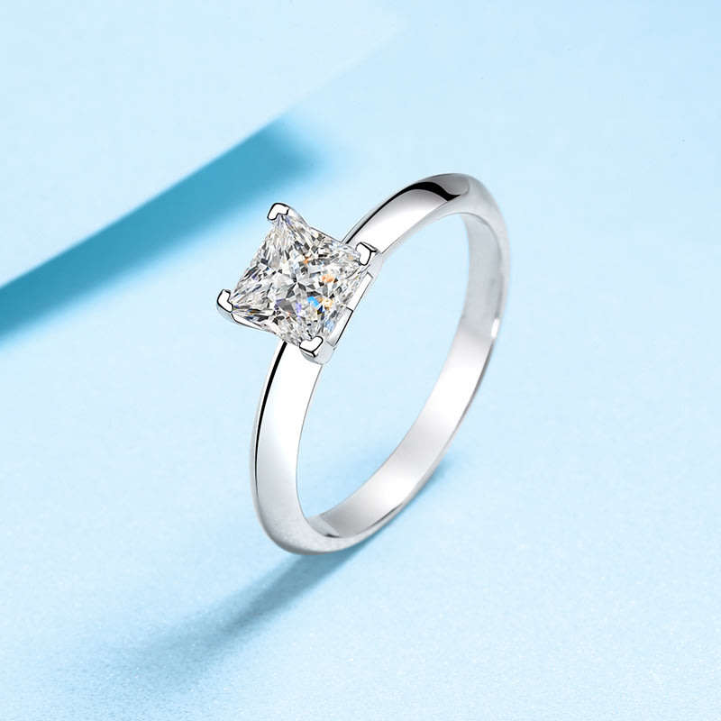 ***HD VIDEO*** 1ct Princess Cut Moissanite Solitaire Ring | 18K White Gold Over 925 Sterling Silver
