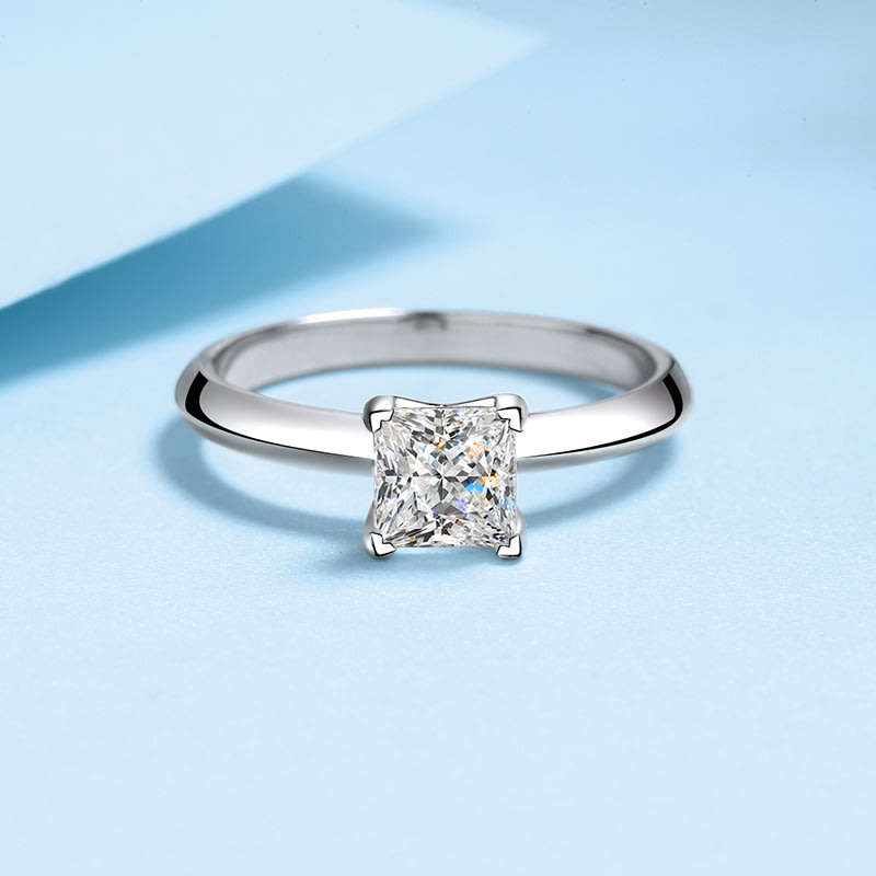 ***HD VIDEO*** 1ct Princess Cut Moissanite Solitaire Ring | 18K White Gold Over 925 Sterling Silver