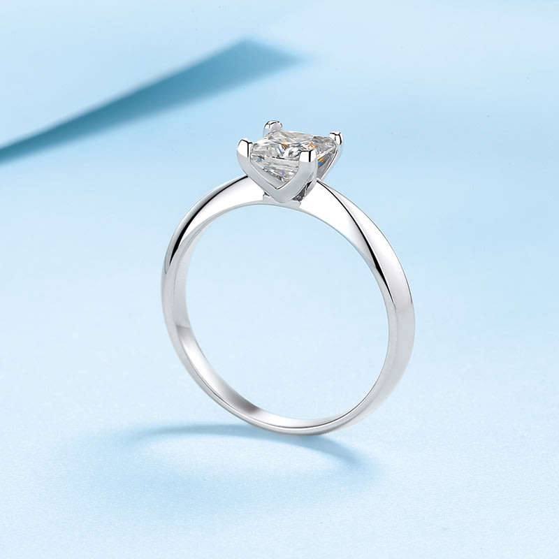 ***HD VIDEO*** 1ct Princess Cut Moissanite Solitaire Ring | 18K White Gold Over 925 Sterling Silver