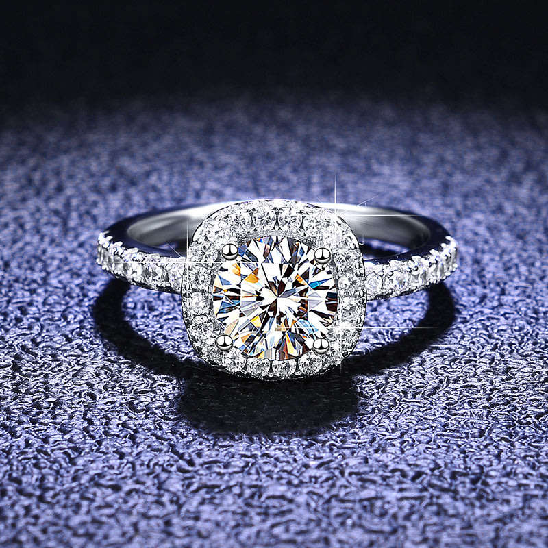 3ct 9mm Moissanite Halo Ring | 18K White Gold Over 925 Sterling Silver