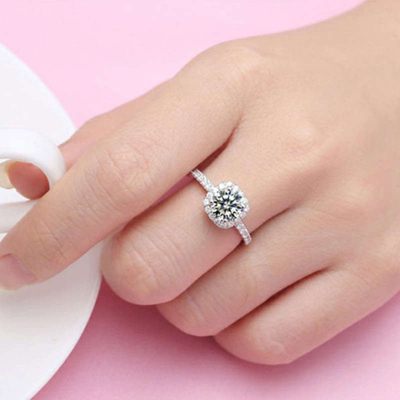 3ct 9mm Moissanite Halo Ring | 18K White Gold Over 925 Sterling Silver