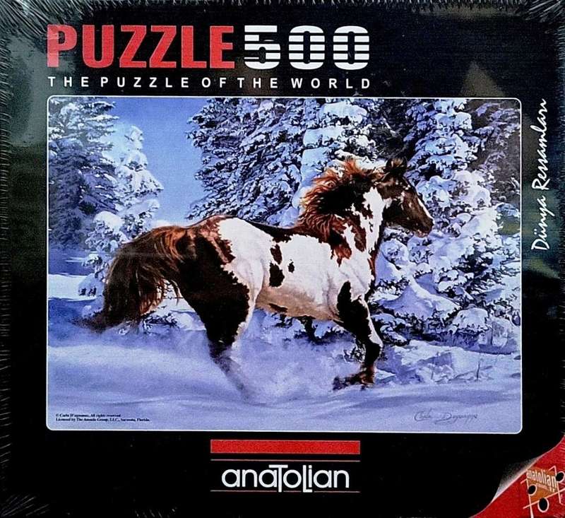 Anatolian 500 Piece Puzzle: Silent Thunder Horse Running Snow