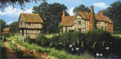 Anatolian 1500 Piece Puzzle: Chicken in Lane Castles Houses Lawn Garden