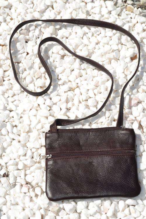 'Sling Bag' - Genuine Leather Mocca Handbag- MADE IN S.A.