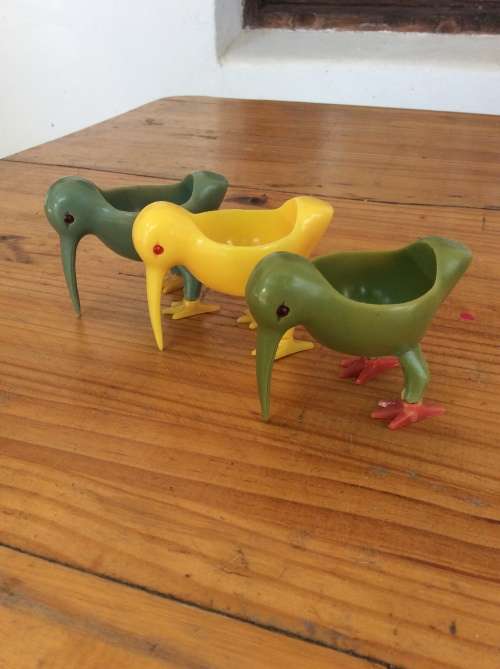 Vintage Kiwi Egg Cups Set of 3 - Hong Kong