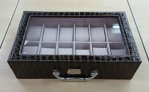 WATCH BOX / DISPLAY / CASE / STORAGE *12 SLOT/ BLOCK/ DIVISION* BARGAIN BLACK