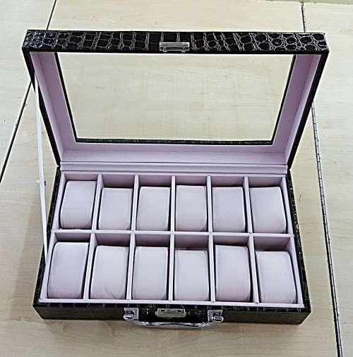 WATCH BOX / DISPLAY / CASE / STORAGE *12 SLOT/ BLOCK/ DIVISION* BARGAIN BLACK