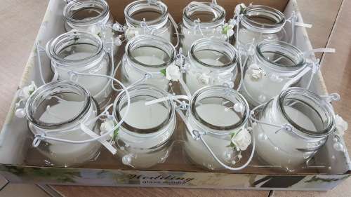 WEDDING GLASS CANDLES 12 CUP CANDLE BOX