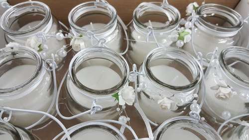 WEDDING GLASS CANDLES 12 CUP CANDLE BOX