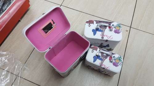 COSMETIC CASE WITH MIRROR- 3 PIECE SET/SMALL, MEDIUM AND LARGE/VARIETY OF DESIGNS/ MAKEUP