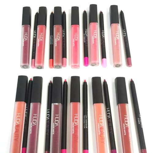 HUDA BEAUTY- LIQUID MATTE LIPSTICK PLUS LIPLINER *MADE IN ITALY*/ 12 PIECE SET BOX  *WHOLESALE*