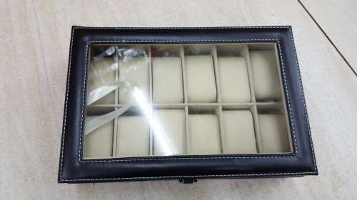 WATCH BOX / DISPLAY / CASE / STORAGE *12 SLOT/ BLOCK/ DIVISION* BARGAIN BLACK PU LEATHER