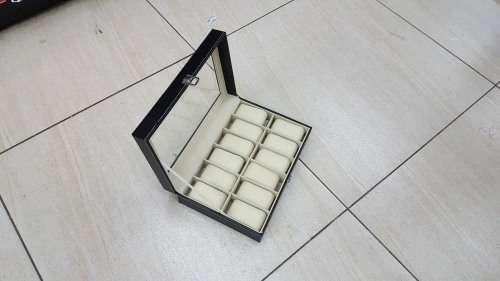 WATCH BOX / DISPLAY / CASE / STORAGE *12 SLOT/ BLOCK/ DIVISION* BARGAIN BLACK PU LEATHER
