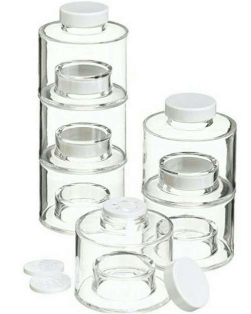 SPICE TOWER CAROUSEL/ 12 SELF STACKING SPICE BOTTLES/ REVOLVING BASE