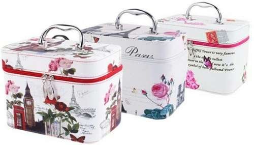 COSMETIC CASE WITH MIRROR- 3 PIECE SET/SMALL, MEDIUM AND LARGE/VARIETY OF DESIGNS/ MAKEUP