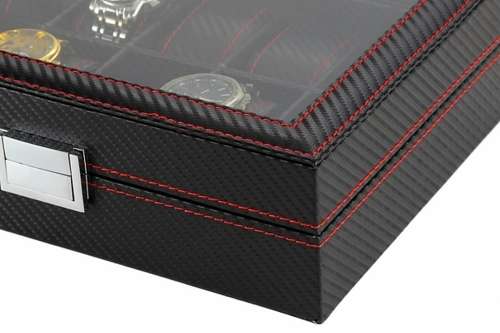 WATCH BOX / DISPLAY / CASE / STORAGE *10 SLOT/ BLOCK/ DIVISION* BARGAIN BLACK