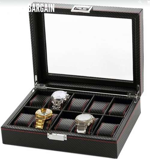 WATCH BOX / DISPLAY / CASE / STORAGE *10 SLOT/ BLOCK/ DIVISION* BARGAIN BLACK