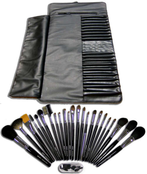 24PC MAKEUP BRUSHES WITH PU LEATHER BAG