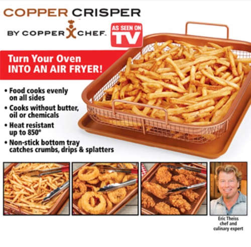 Copper Collection Rectangle Crispy Tray - Turn your oven into an Air Fryer - New