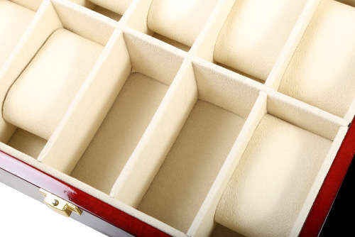 WATCH BOX 10 SLOT SOLID BROWN WOOD