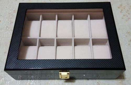 WATCH BOX 10 SLOT WOOD / BLACK DOTTED GLOSSY DESIGN