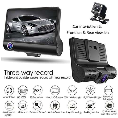 Dash Cam Three-way Video Recorder Rearview Camera G-sensor