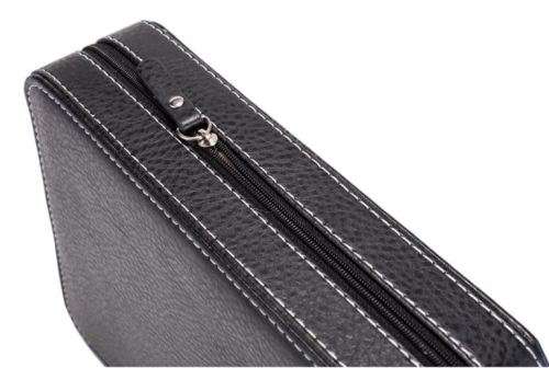 8 Slot Portable Watch Box Travel Case Storage Holder with Zipper Padded Divider -  BLACK COLOR