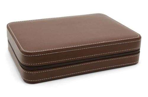 8 Slot Portable Watch Box Travel Case Storage Holder with Zipper Padded Divider -  BROWN COLOR