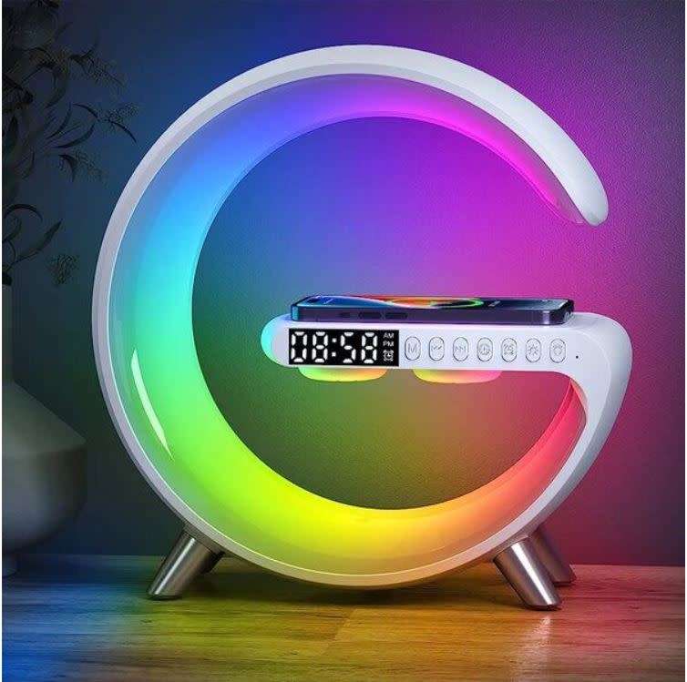 Wireless Fast Charger with Built-in Bluetooth Stereo Speakers +Alarm Clock