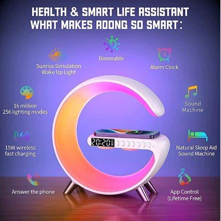 Wireless Fast Charger with Built-in Bluetooth Stereo Speakers +Alarm Clock