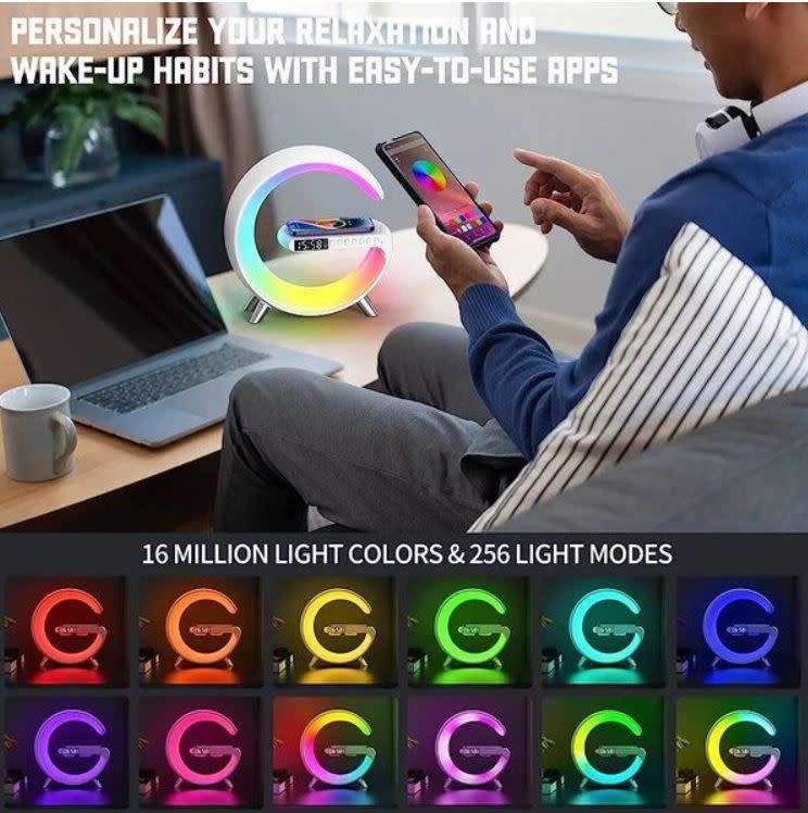 Wireless Fast Charger with Built-in Bluetooth Stereo Speakers +Alarm Clock