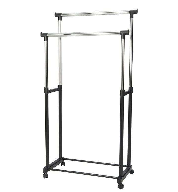 Adjustable Double-Pole Clothes Rack with 30kg Weight Capacity